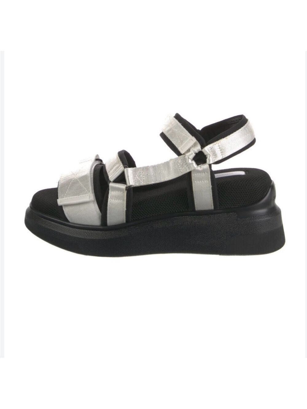 SUZANNE RAE ESPADRILLES White Sport Sandal with Black Platform Sole
